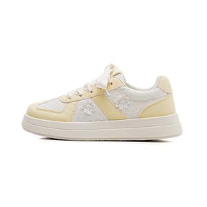 HUANQIU Женские скейтерские кроссовки Low top, устойчивые к истиранию и скольжению, Beige Yellow