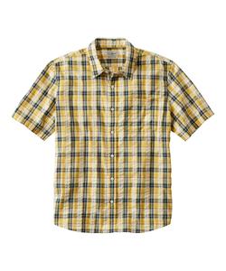Рубашка из органического хлопка сирсакер, короткий рукав, клетчатая, японский крой.