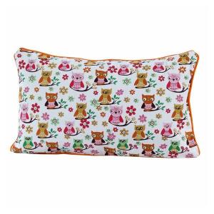Наволочка Homescapes aus Baumwolle mit Eulen, 30x1x50 см цвет orange/rosa/grün/weiß
