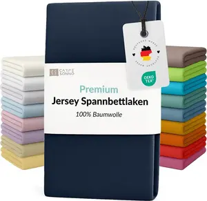 Простыня на резинке Mako Jersey 140x200 - 160x200 из 100% хлопка, синего цвета Carpe Sonno