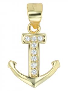 Adeliás Женский кулон из серебра 925 пробы с фианитами в золотой оправе