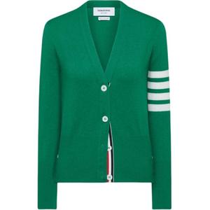 Кашемировый кардиган с V-образным вырезом THOM BROWNE, зеленый