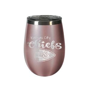 Стакан для вина NFL с вакуумной изоляцией и отделкой из розового золота Kansas City Chiefs емкостью 12 унций, цвет Chf Pink