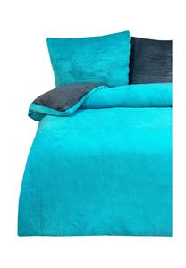 Постельное белье двустороннее Cofi с пододеяльником на молнии, 135x200 см, черный / синий