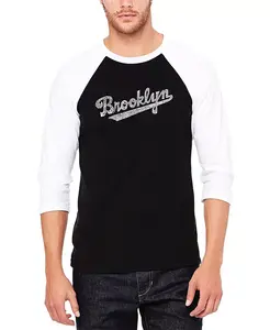 Мужская футболка с регланным рукавом и принтом "Brooklyn Neighborhoods" в стиле word art LA Pop Art, мультиколор