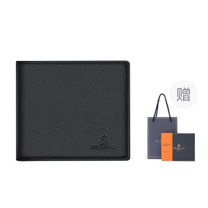 Кошелёк из воловьей кожи с текстурой личи Мужской классический Чёрный MEXICAN, Чёрный [Синяя коробка]