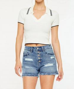 Шорты с высокой посадкой в светлой стирке KanCan, Light Wash