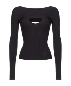 Черный свитер в рубчик Pinko, черный
