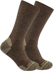 Carhartt мужские SC9902M носки средней плотности из смеси синтетики и мериносовой шерсти, 2 пары, Dark Coffee
