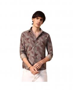 Мужская рубашка из сирсакера с геометрическим узором Campus Sutra, Brown