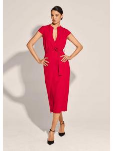 MADELEINE Элегантное красное платье-миди с запахом