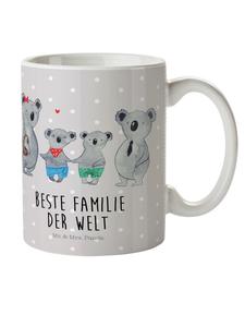 Детская кружка Семья коал с надписью Два в пастельных тонах серого цвета Mr. & Mrs. Panda