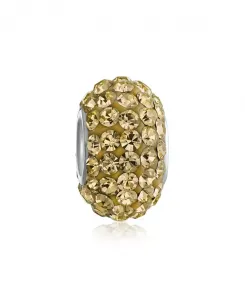 Браслет с подвесками из цельного куска серебра 925 пробы, украшенный хрустальными бусинами-разделителями. Bling Jewelry, brown