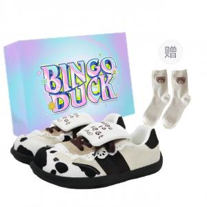 BINGO DUCK Женские нескользящие легкие низкие кеды для скейтбординга Cow Color с эксклюзивной коробкой и носками в подарок, цвет Cow Color+Exclusive Shoe Box+Gift Socks