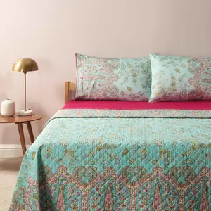 Покрывало из хлопка Indian Roses Bassetti, бирюзовый