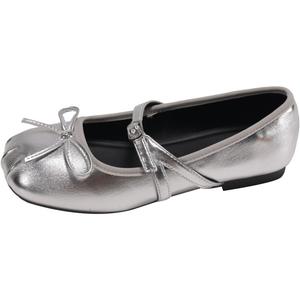 NX DOUGHNUT Серебряные балетки Мэри Джейн, цвет Silver