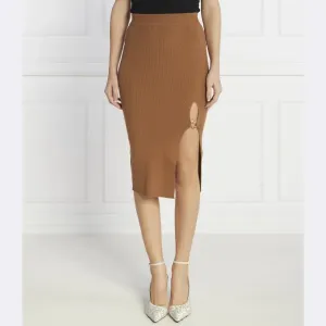 Шерстяная юбка Pinko, коричневый