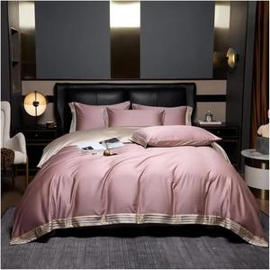 YIZUFU Комплект постельного белья из хлопка синий коричневый полосатый