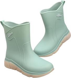 Женские милые резиновые сапоги водонепроницаемые, средние по голени, на платформе, садовые, охотничьи, противоскользящие, широкие, для улицы, садоводства, рыбалки и катания на лодке Generic, зеленый