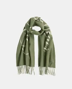 Устойчивая шерстяная шарф зеленого цвета с подписью Tommy Hilfiger