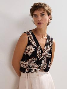 Топ с запахом Sutton с листовым принтом Phase Eight, Black