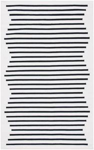 Ковер SAFAVIEH, 69 x 122 см, Montauk Collection, Ivory & Black, ручной работы, плоское плетение, бохо-кантри, хлопок, современная полоска, идеально для помещений с высокой проходимостью: прихожая, гостиная, спальня (MTK313A)