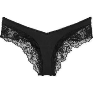 Очень Сексуальные Трусики Cheeky с Ремешками и Металлической Фурнитурой / Черные Трусы Женские 1 упаковка Черный Victoria's Secret, 1 упаковка (Черный)