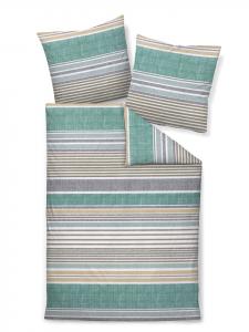 Janine Премиальное фланелевое постельное белье Davos - полоски зеленого цвета