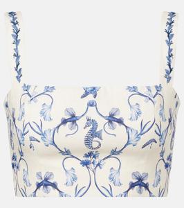 Какао цветочный льняной топ-кроп Agua by Agua Bendita, Under The Sea