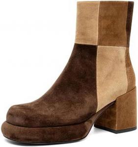 Женские ботильоны Pazzion на платформе с закрытым носком, молниями сбоку, средним блочным каблуком, короткие ботинки с лоскутным дизайном, для офиса и работы, размеры 4-16 US, Brown Multi