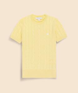 Свитер с коротким рукавом из хлопка Supima с логотипом GF и узором «косичка».