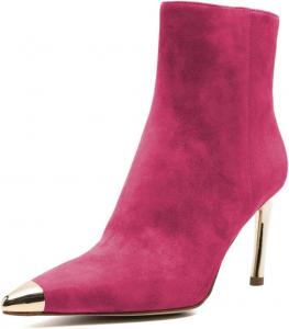 Женские ботильоны с металлическим носком, на шпильке, высокой платформе, с боковой молнией, для модных вечеринок и клубов, размеры 4-16 US Wansseny, Violet Red
