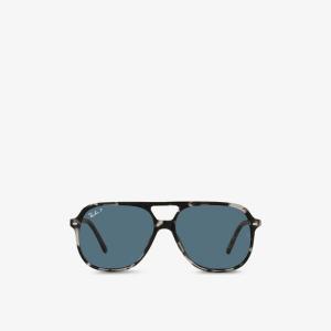 Солнцезащитные очки-авиаторы из квадратной ацетатной оправы Rb2198 Ray-Ban, коричневый