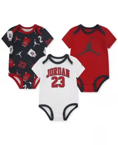 Комплект из 3 детских трикотажных боди с короткими рукавами Jordan, мультиколор