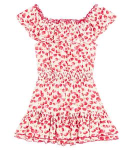 Платье Bella с принтом и оборками Poupette St Barth Kids, White Red Alamy Awr