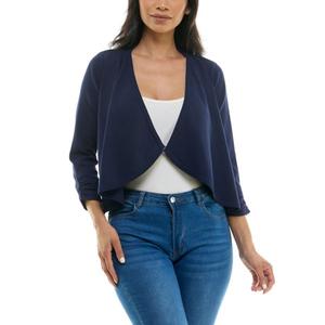 Женский кардиган с длинным рукавом и сборчатым каскадным передом Nina Leonard, синий