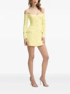 Платье с открытыми плечами и пуговицами спереди Bardot, желтый