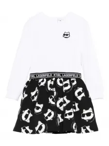 Платье мини Ikon с нашивкой Choupette Karl Lagerfeld Kids, белый