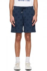 Casablanca Тяжелые спортивные шорты с аппликацией в виде монограммы, темно-синего цвета