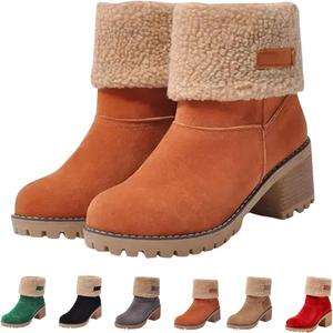 Зимние женские ботинки для снега с утеплителем - комфортные укороченные шерстяные ботильоны с мехом, теплые слипоны для снега, уютная повседневная зимняя обувь с флисовой подкладкой Generic, Orange