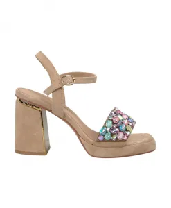 Сандалии с широкими ремешками, украшенными стразами. Alma En Pena, мультиколор