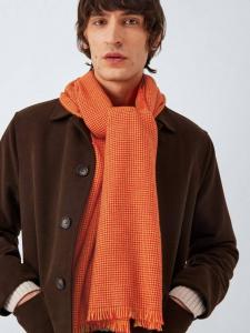 Шерстяной шарф в клетку ханстут John Lewis, Red/Multi