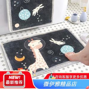 Budis Ковер 80х200 см из искусственной шерсти для ванной/прихожей, с рисунком жирафа, нескользящий