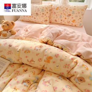 Fuanna Пододеяльник 200х230 см из флиса, двойной начес, утепленный, цвет Puppy Paradise