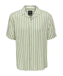 Зеленая вискозная рубашка с короткими рукавами Only & Sons, зеленый