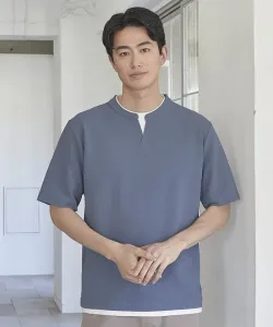 Объемная футболка JQD с имитацией многослойного выреза-«ключницы» Union Station, цвет Blue