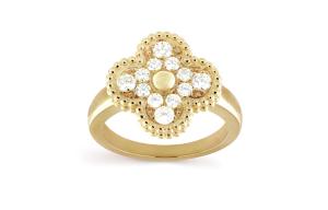 Кольцо Alhambra Four Leaf Lucky Series Diamond из 18-каратного золота унисекс Van Cleef & Arpels, золото