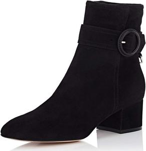 Женские ботильоны YDN с круглым носком, пряжкой, на невысоком квадратном каблуке, с боковой молнией, для повседневной носки и офиса, размеры 4-15 US, Black