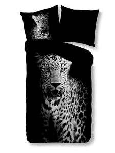 Комплект постельного белья из микрофибры, 2 предмета, 135x200 см, леопардовый принт, черно-белый JACK, 135x200 см