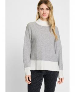Меланжевый вязаный свитер с высоким воротником Olsen, Misty grey melange
